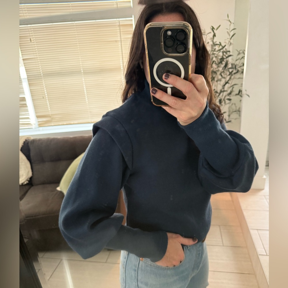 Jonathan Simkhai Blue Mockneck Sweater Size M